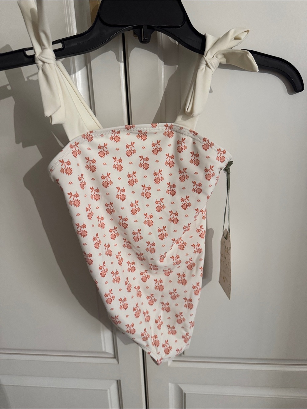 Edgehill Collection Kids One-Piece Swimsuit in Cream with Coral Floral Print